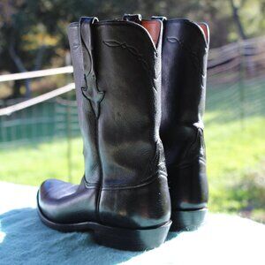 Lucchese Black Leather Boots Size 8D